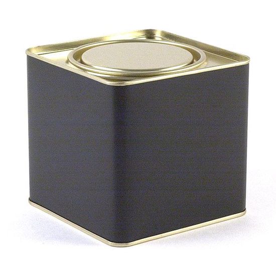 8-oz. Black Plug-top Tin with lid
 8-oz. Black Plug-top Tin with lid